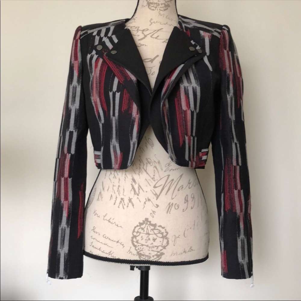 BCBG Maxazria Cropped Moto Jacket - Picture 5 of 8